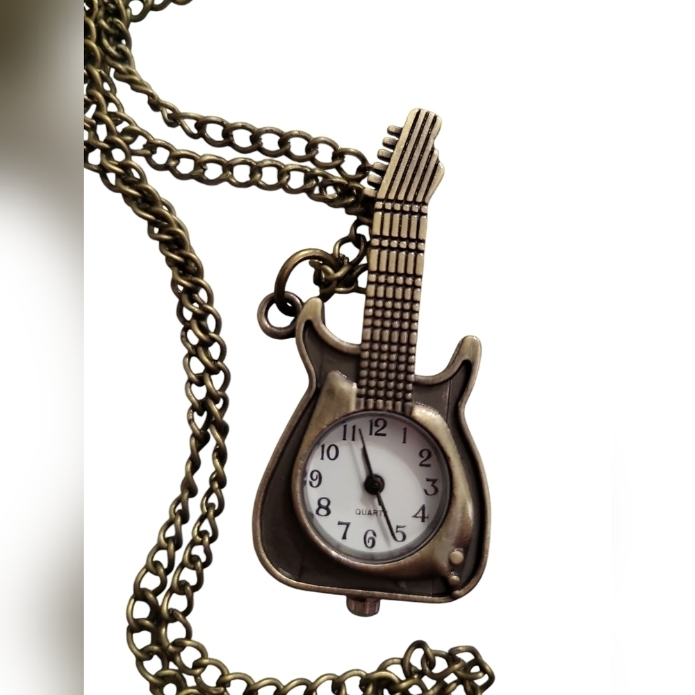 New Guitar Shape Pocket Watch Unisex